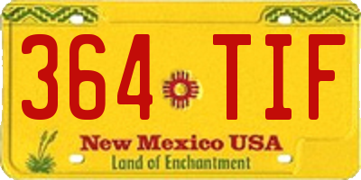 NM license plate 364TIF