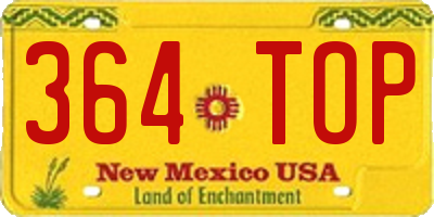 NM license plate 364TOP