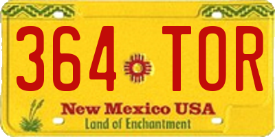NM license plate 364TOR