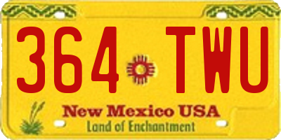 NM license plate 364TWU