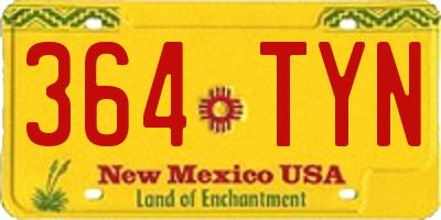 NM license plate 364TYN