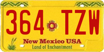 NM license plate 364TZW