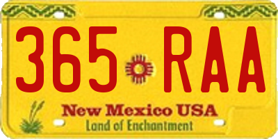 NM license plate 365RAA