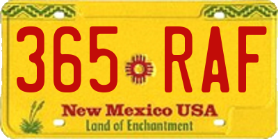 NM license plate 365RAF