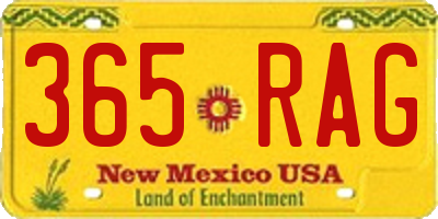 NM license plate 365RAG