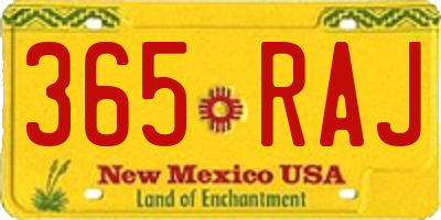 NM license plate 365RAJ