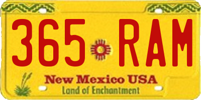 NM license plate 365RAM