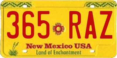 NM license plate 365RAZ