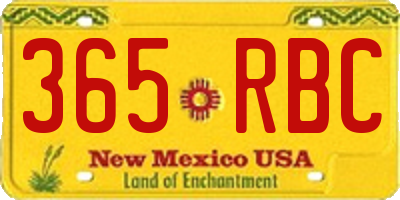 NM license plate 365RBC