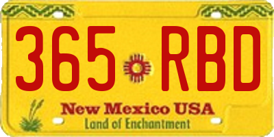 NM license plate 365RBD