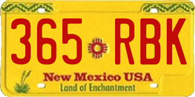 NM license plate 365RBK