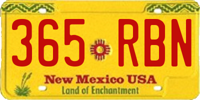 NM license plate 365RBN