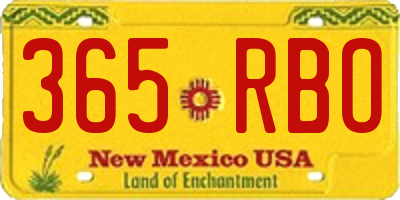 NM license plate 365RBO