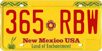 NM license plate 365RBW