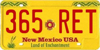 NM license plate 365RET