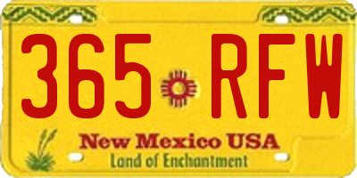 NM license plate 365RFW
