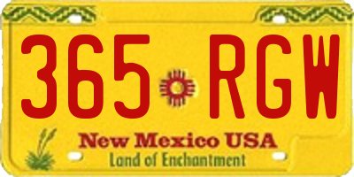 NM license plate 365RGW