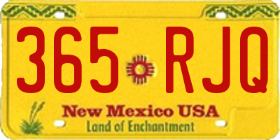 NM license plate 365RJQ