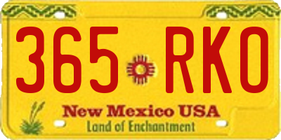 NM license plate 365RKO