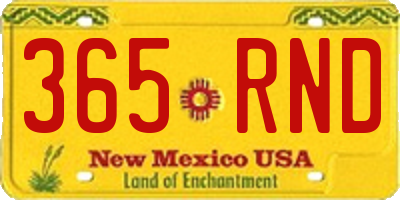 NM license plate 365RND