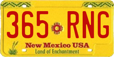 NM license plate 365RNG