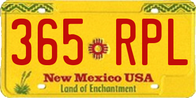 NM license plate 365RPL