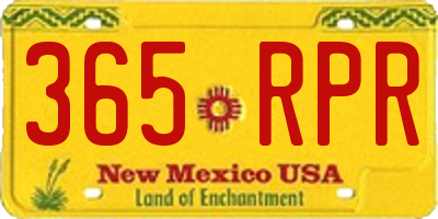 NM license plate 365RPR