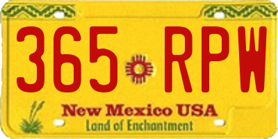 NM license plate 365RPW