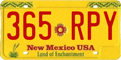 NM license plate 365RPY