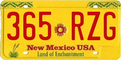NM license plate 365RZG