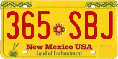 NM license plate 365SBJ