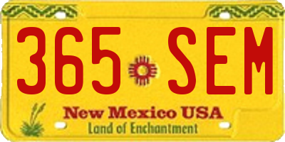 NM license plate 365SEM