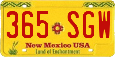 NM license plate 365SGW