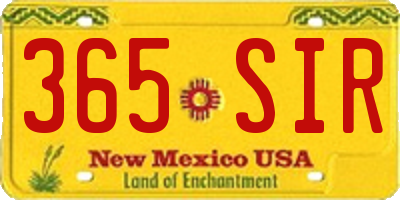 NM license plate 365SIR
