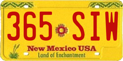 NM license plate 365SIW