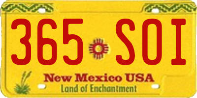 NM license plate 365SOI