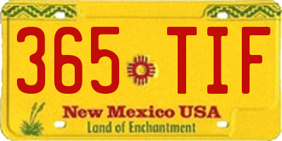 NM license plate 365TIF
