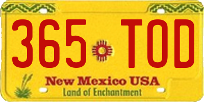 NM license plate 365TOD