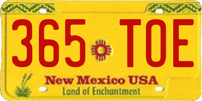 NM license plate 365TOE