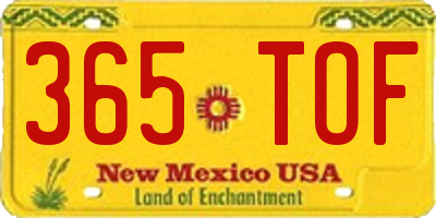 NM license plate 365TOF