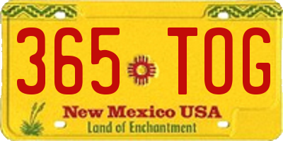 NM license plate 365TOG
