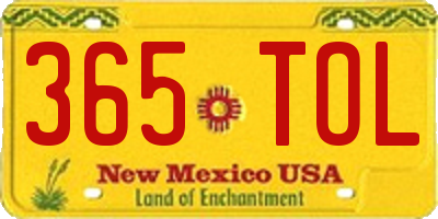 NM license plate 365TOL