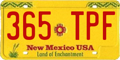 NM license plate 365TPF