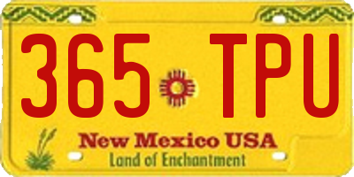 NM license plate 365TPU