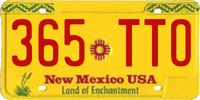 NM license plate 365TTO