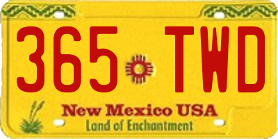 NM license plate 365TWD
