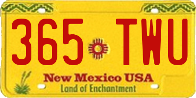 NM license plate 365TWU