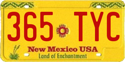 NM license plate 365TYC