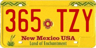 NM license plate 365TZY