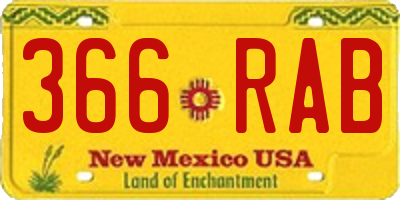 NM license plate 366RAB